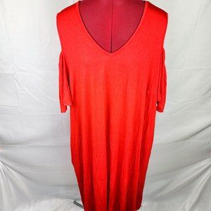 Lane Bryant Red Off The Shoulder V-neck Short Sleeve Dress - 26/28 - NWT $60
